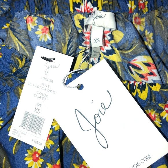 NEW Joie Chloris Blue Orange Floral Mini Dress - Picture 6 of 6